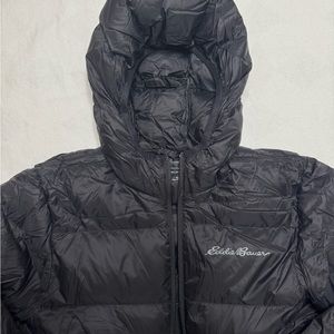 Eddie Bauer Men's Hooded Black Down Jacket EB650